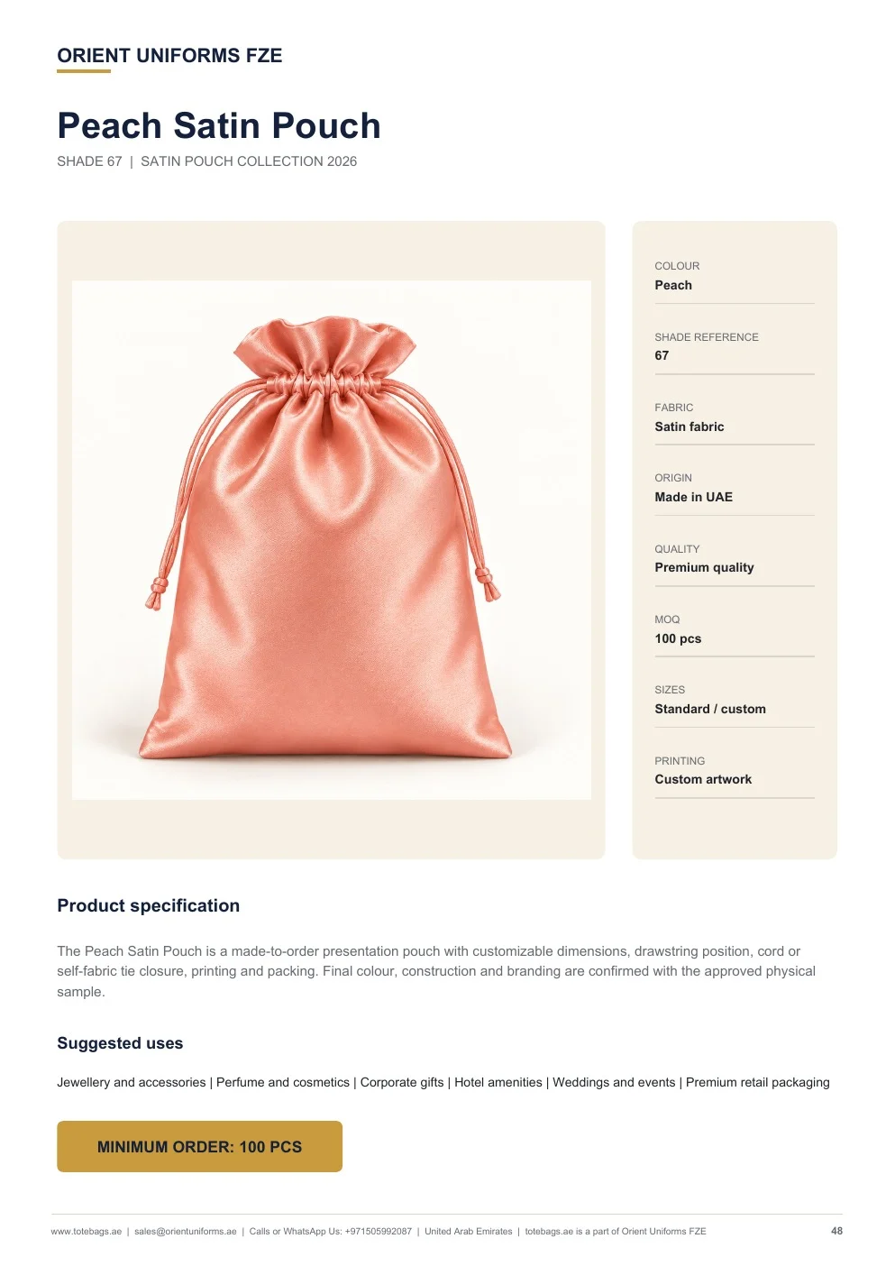 Peach Satin Drawstring Pouches Peach Satin Drawstring Pouches