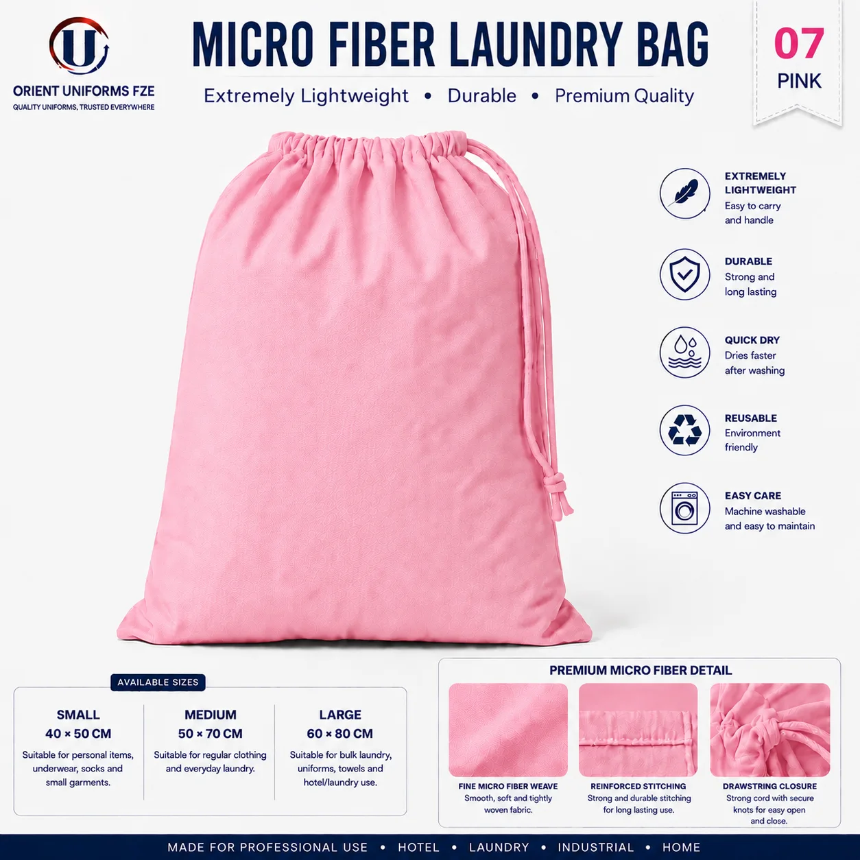 Pink Microfiber Commercial Laundry Bag Pink Microfiber Commercial Laundry Bag