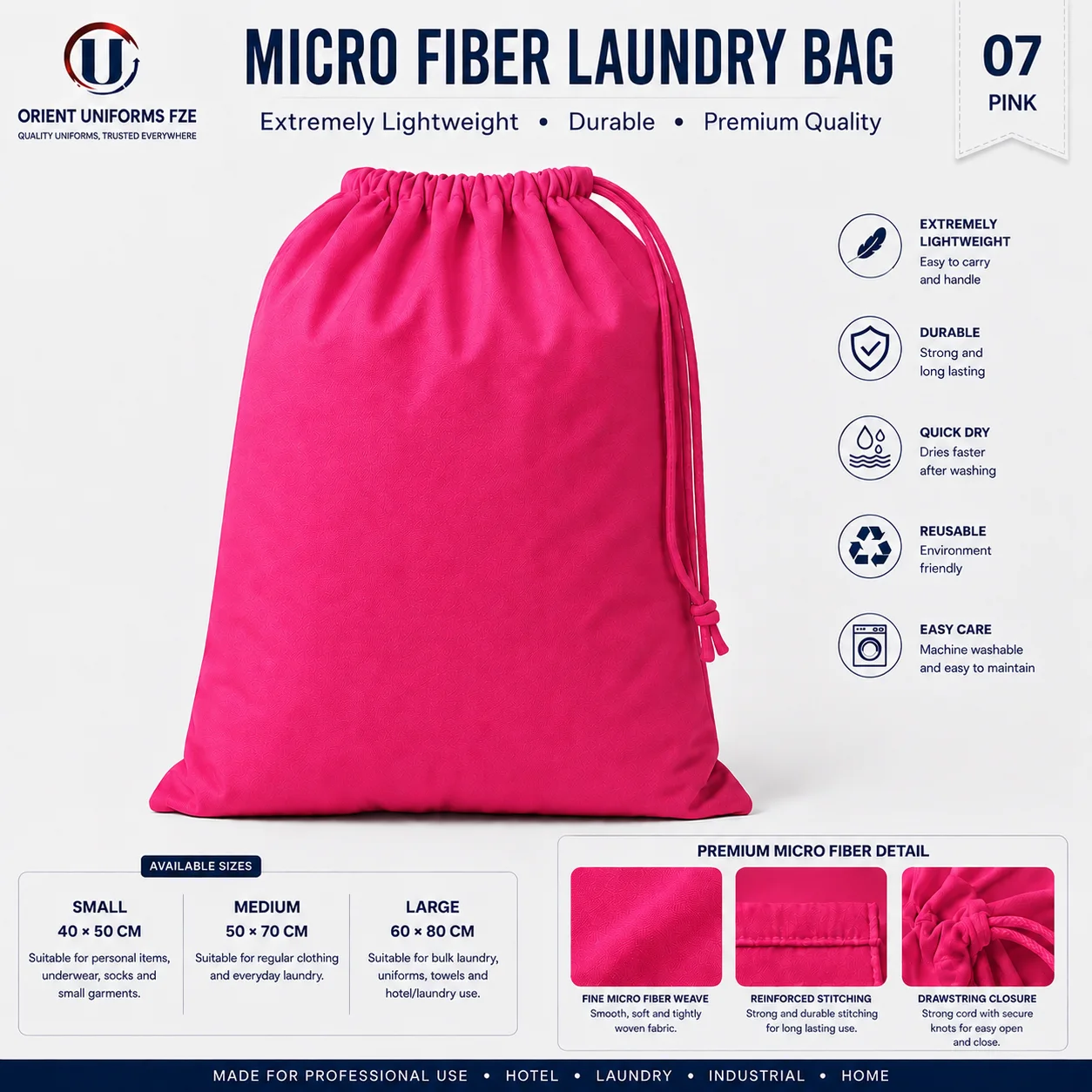 Pink Microfiber Hotel Laundry Bag Pink Microfiber Hotel Laundry Bag