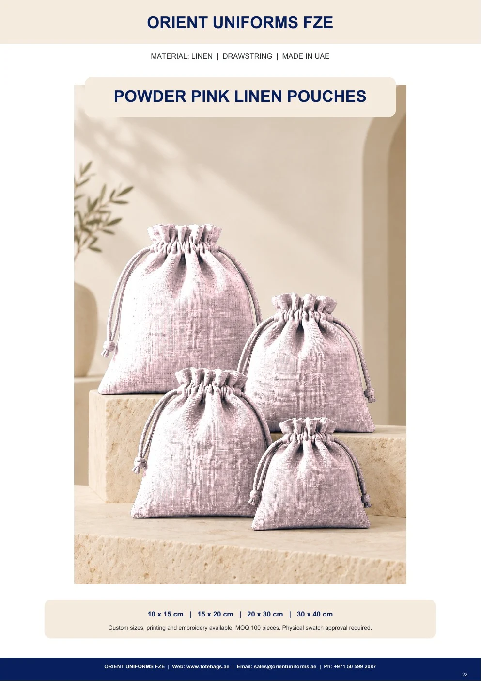 Powder Pink Linen Drawstring Pouches Powder Pink Linen Drawstring Pouches
