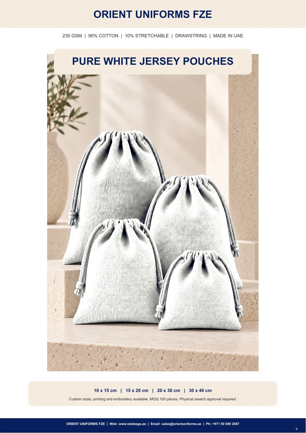 Pure White Jersey Drawstring Pouches Pure White Jersey Drawstring Pouches