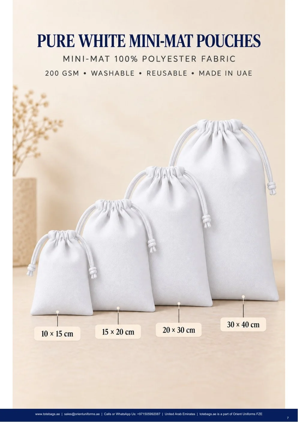 Pure White MiniMat Drawstring Pouches Pure White MiniMat Drawstring Pouches