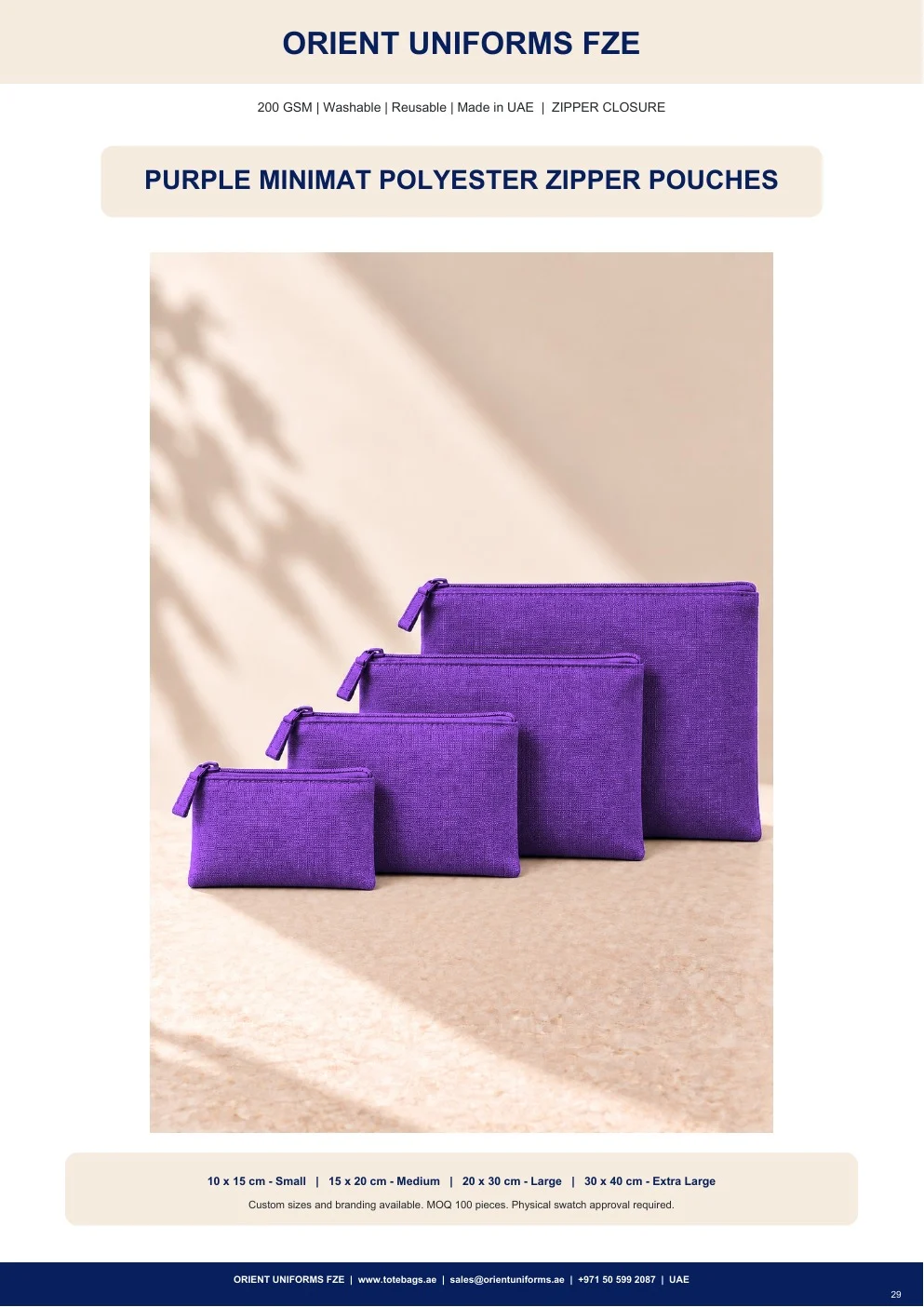 Purple Minimat Polyester Zipper Pouches