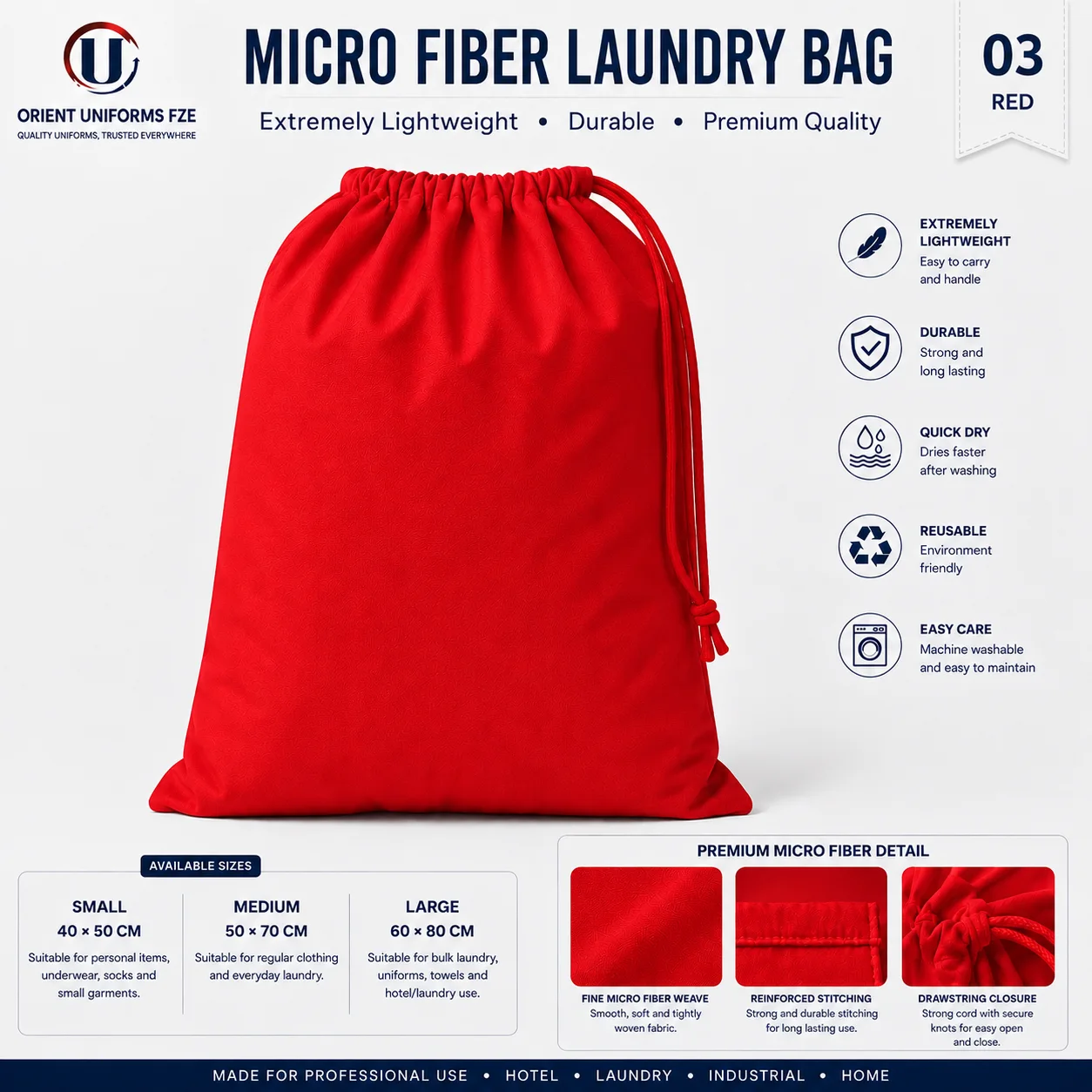 Red Microfiber Commercial Laundry Bag Red Microfiber Commercial Laundry Bag