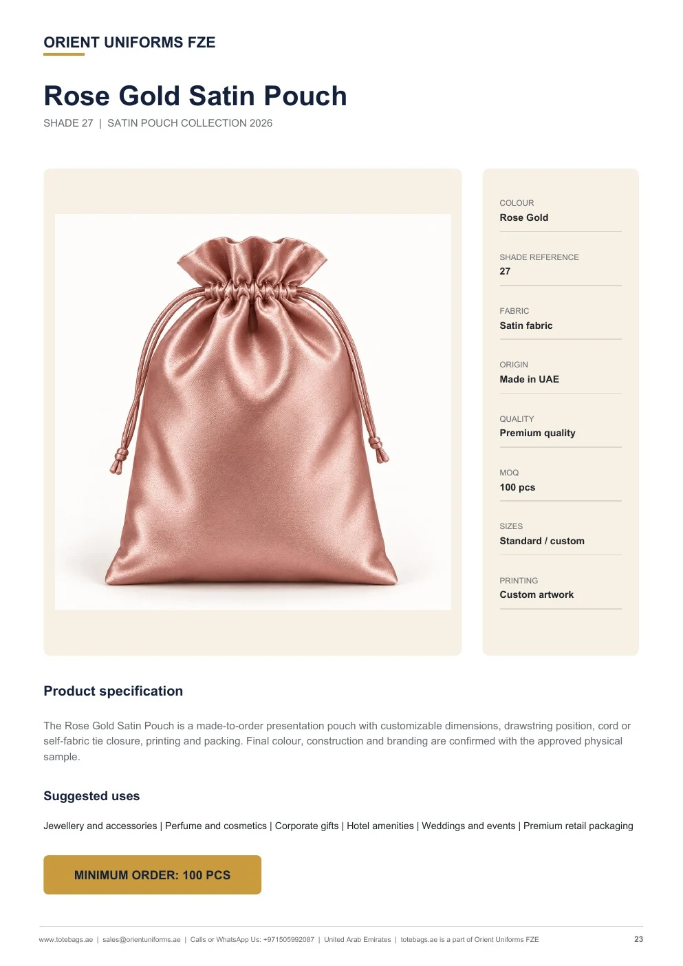 Rose Gold Satin Drawstring Pouches Rose Gold Satin Drawstring Pouches