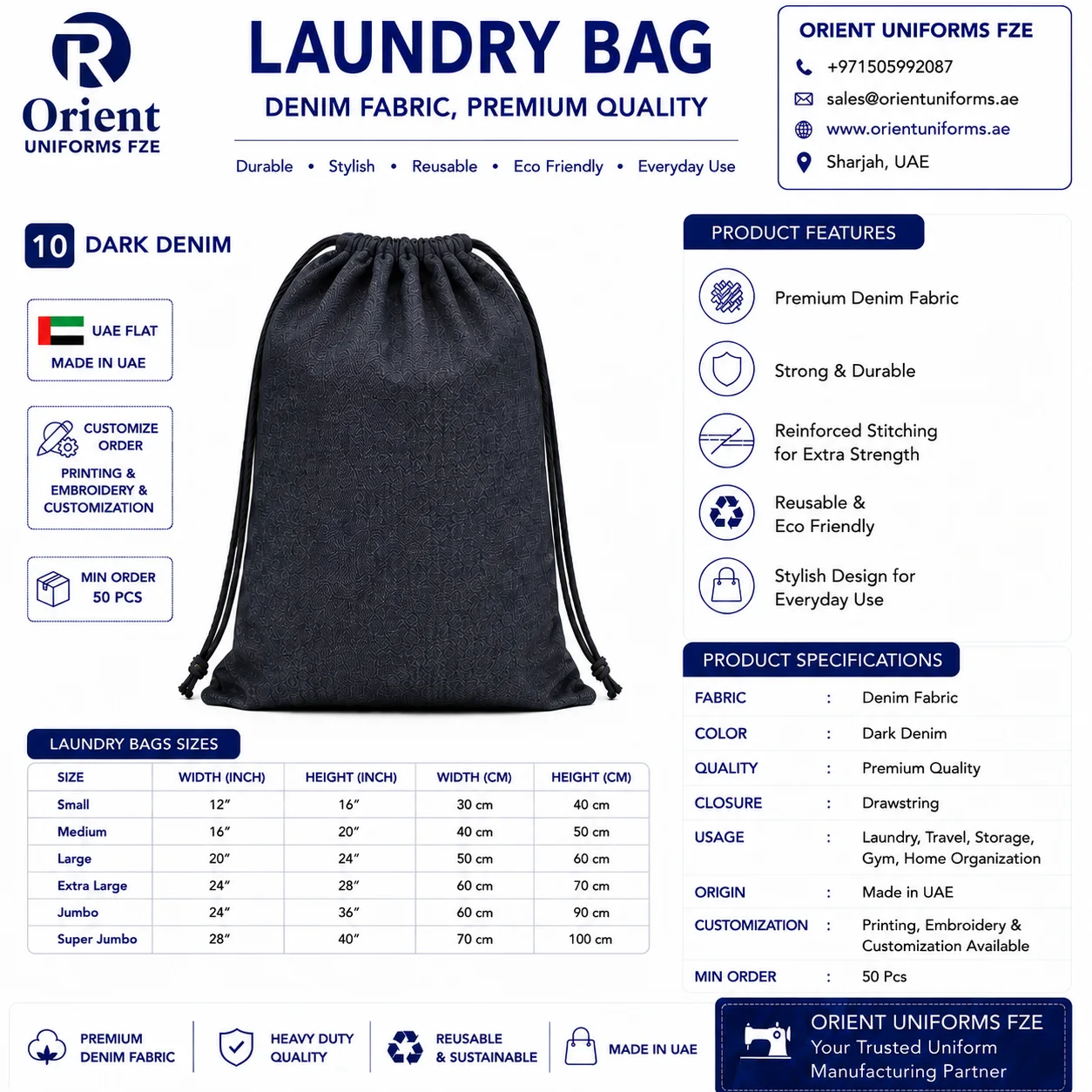 Royal Blue Denim Hotel Laundry Bag Royal Blue Denim Hotel Laundry Bag