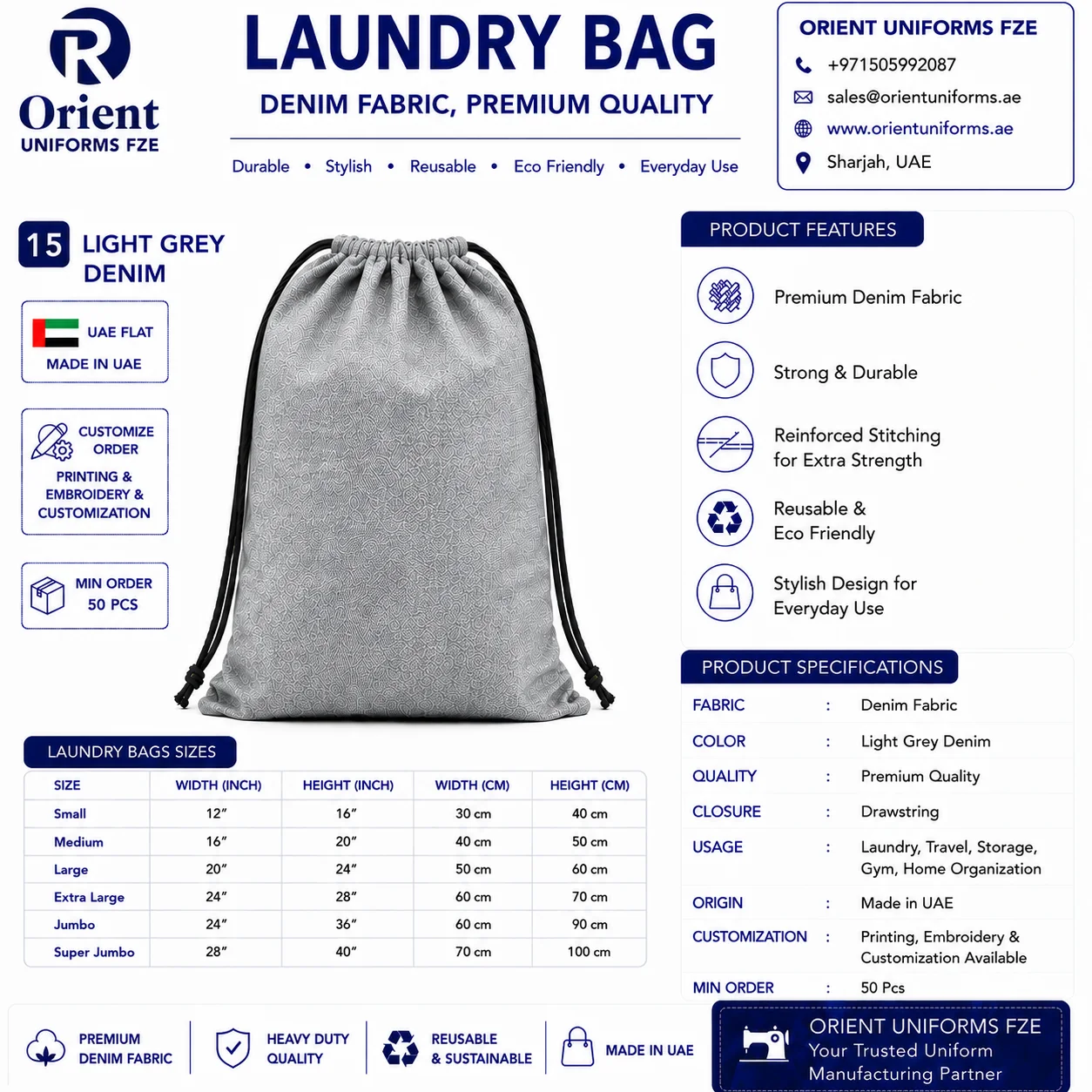 Royal Blue Denim Laundry Storage Bag Royal Blue Denim Laundry Storage Bag