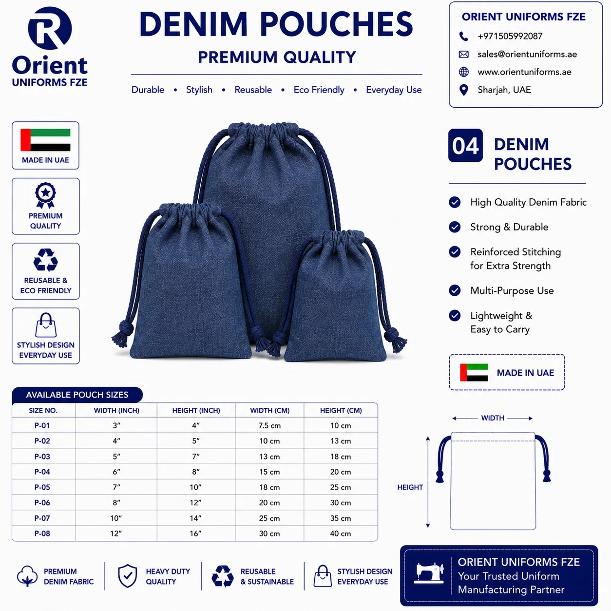 Royal Blue Denim Promotional Pouch Royal Blue Denim Promotional Pouch
