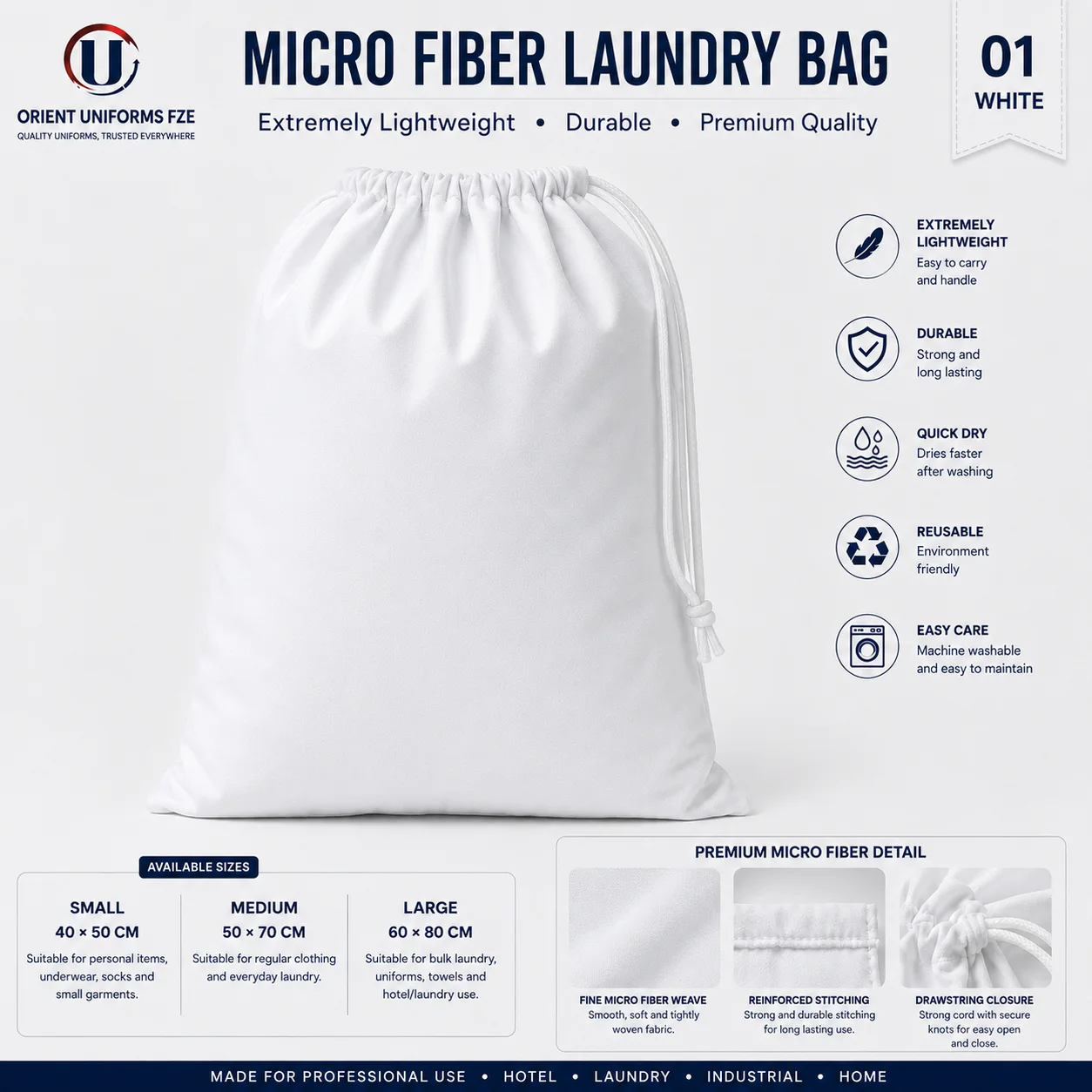 Royal Blue Microfiber Hotel Laundry Bag Royal Blue Microfiber Hotel Laundry Bag
