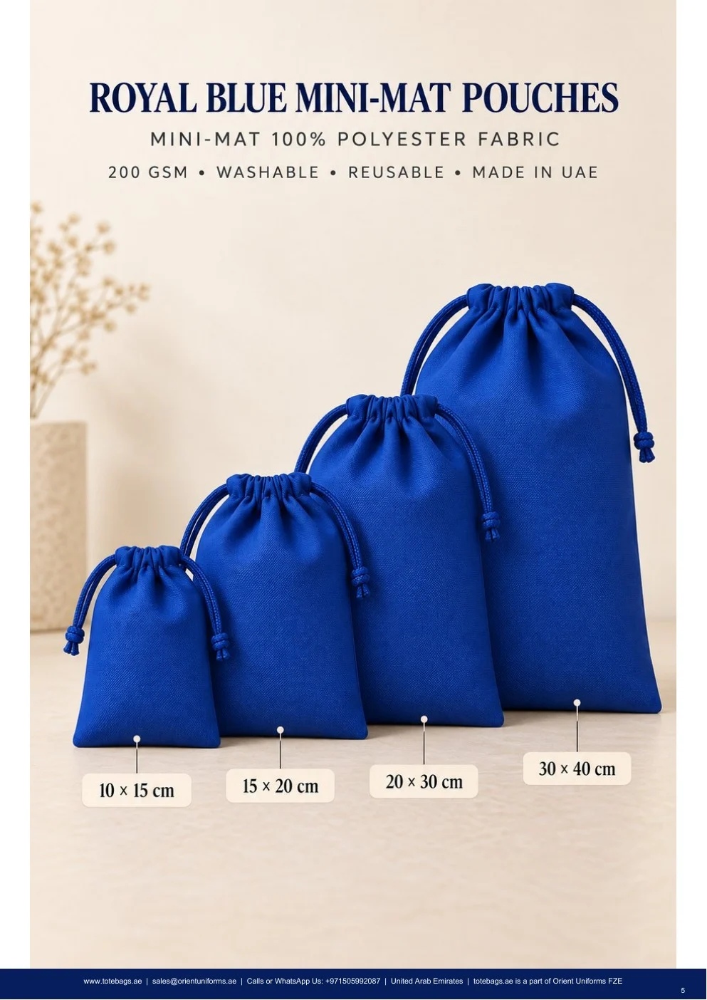 Royal Blue MiniMat Drawstring Pouches Royal Blue MiniMat Drawstring Pouches