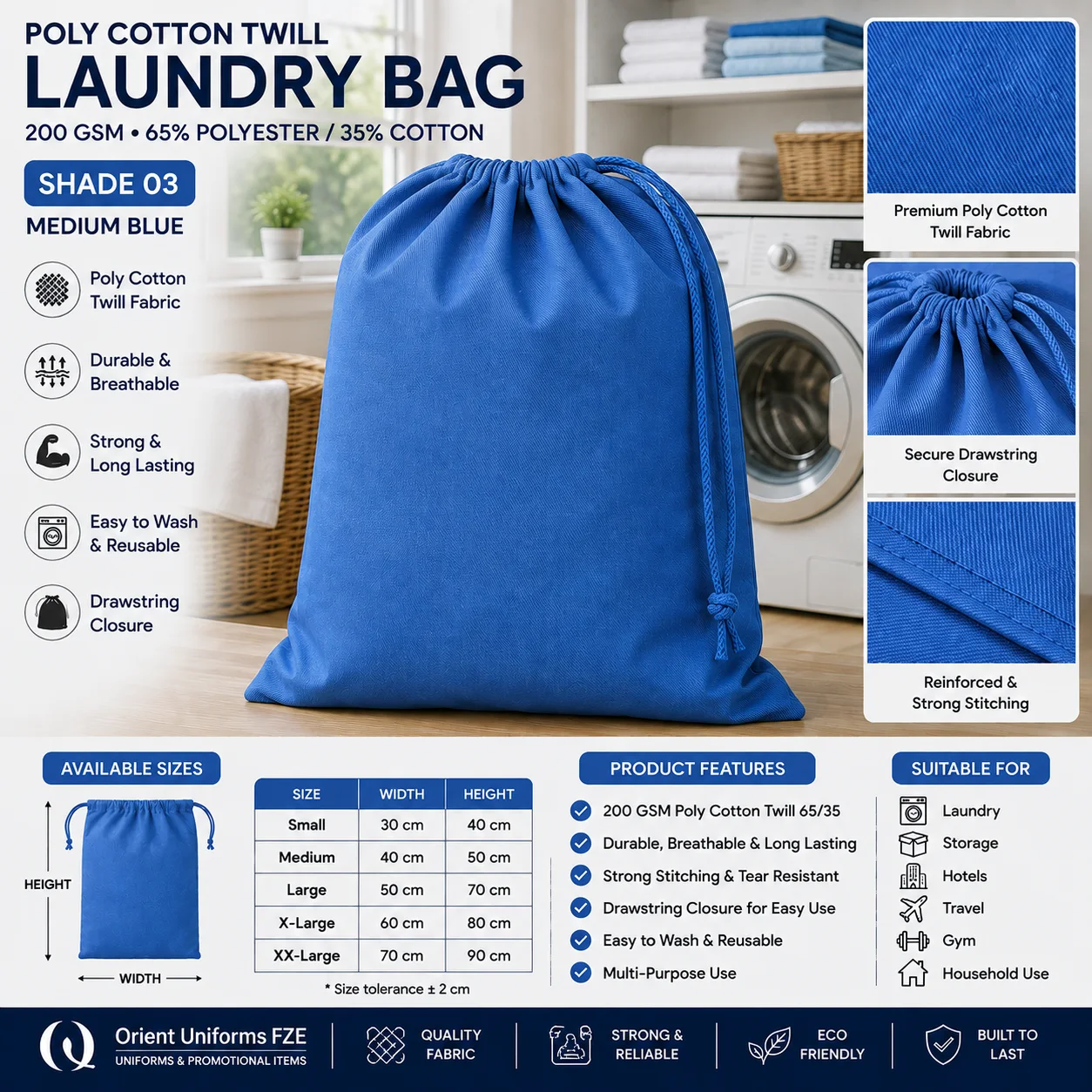 Royal Blue Poly Cotton Linen Collection Bag Royal Blue Poly Cotton Linen Collection Bag