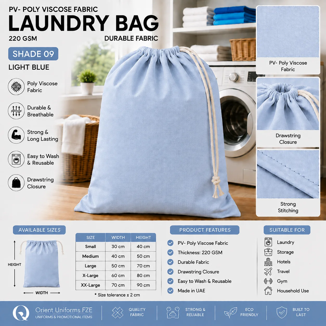 Royal Blue Poly Viscose Commercial Laundry Bag Royal Blue Poly Viscose Commercial Laundry Bag