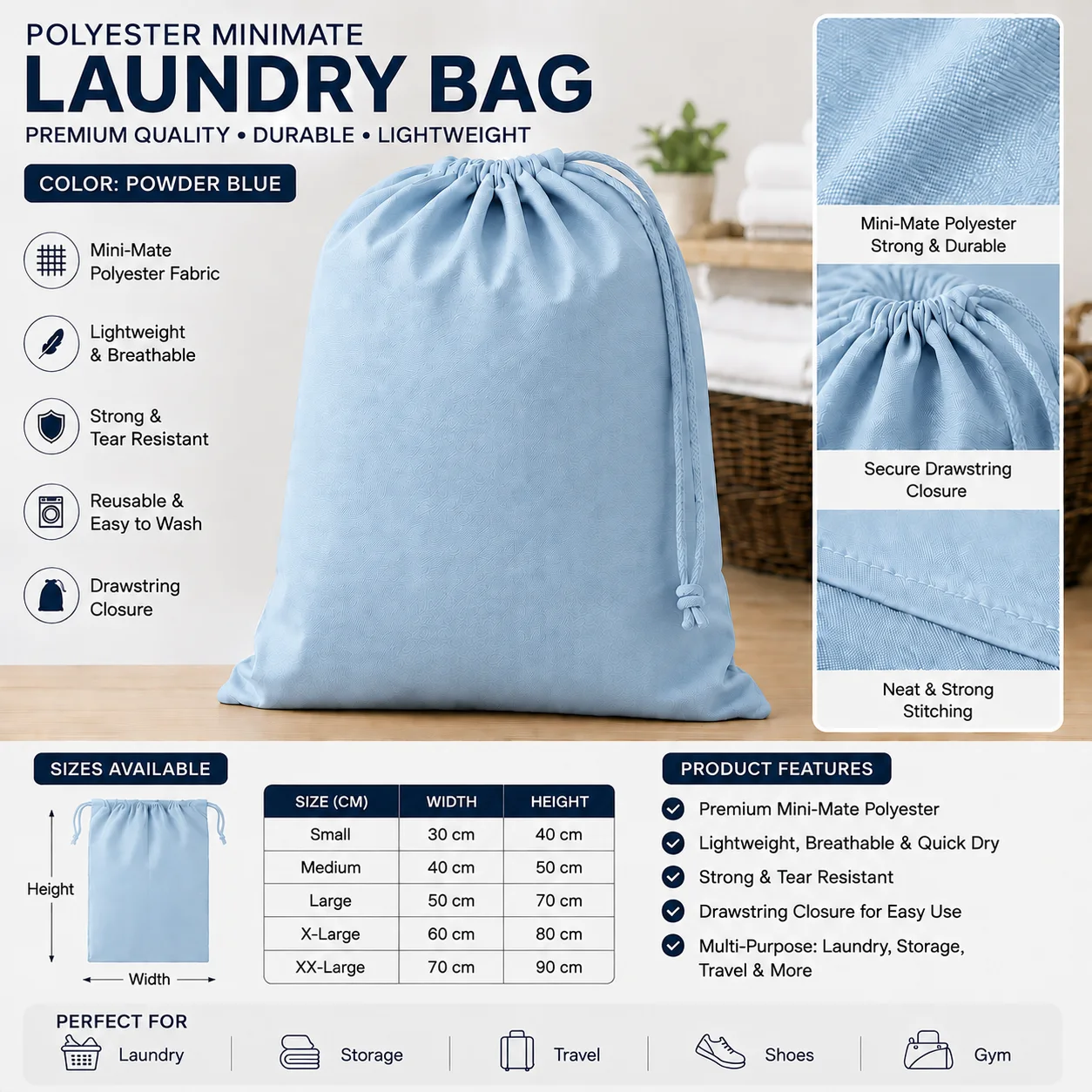 Royal Blue Polyester Commercial Laundry Bag Royal Blue Polyester Commercial Laundry Bag