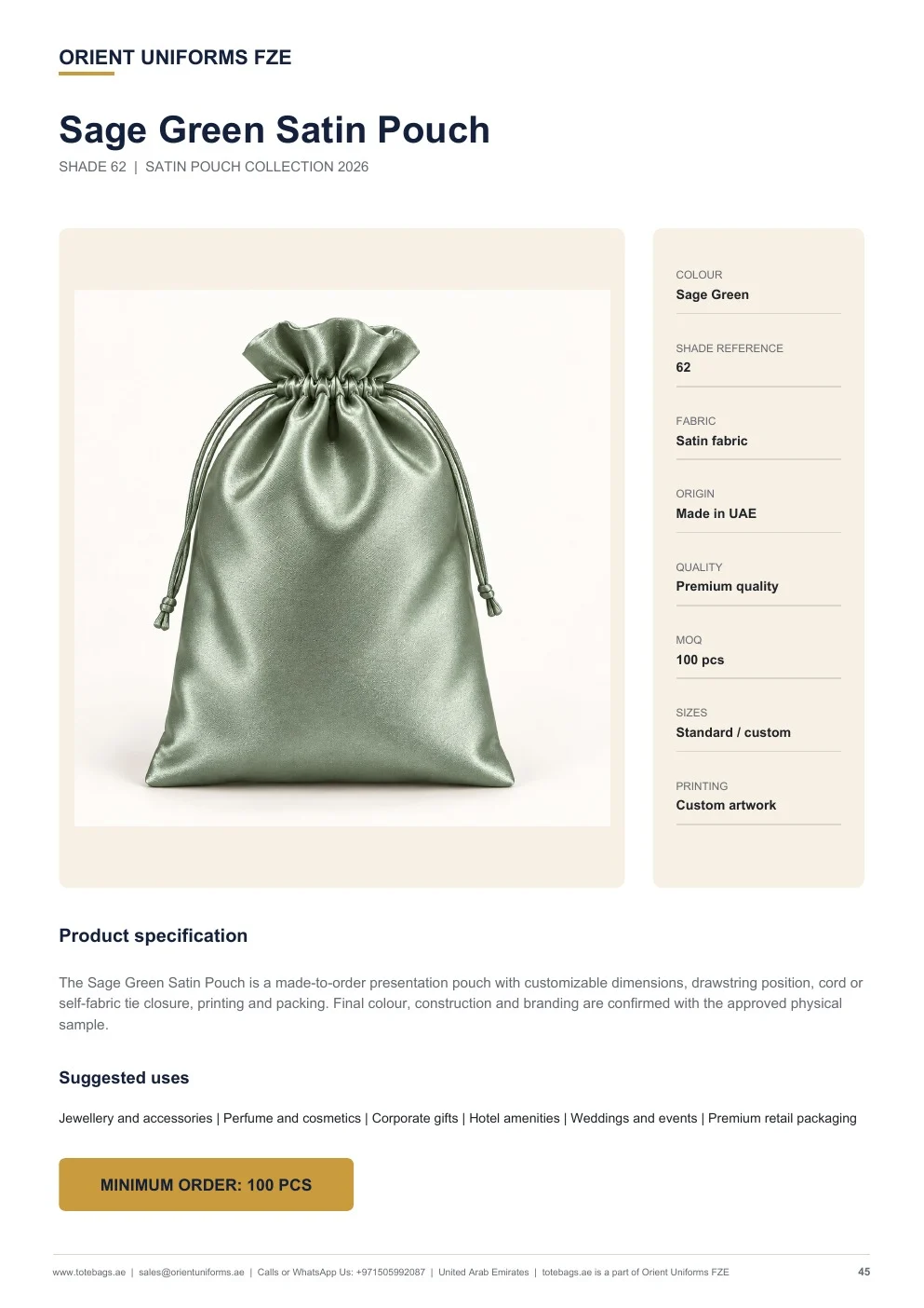 Sage Green Satin Drawstring Pouches Sage Green Satin Drawstring Pouches