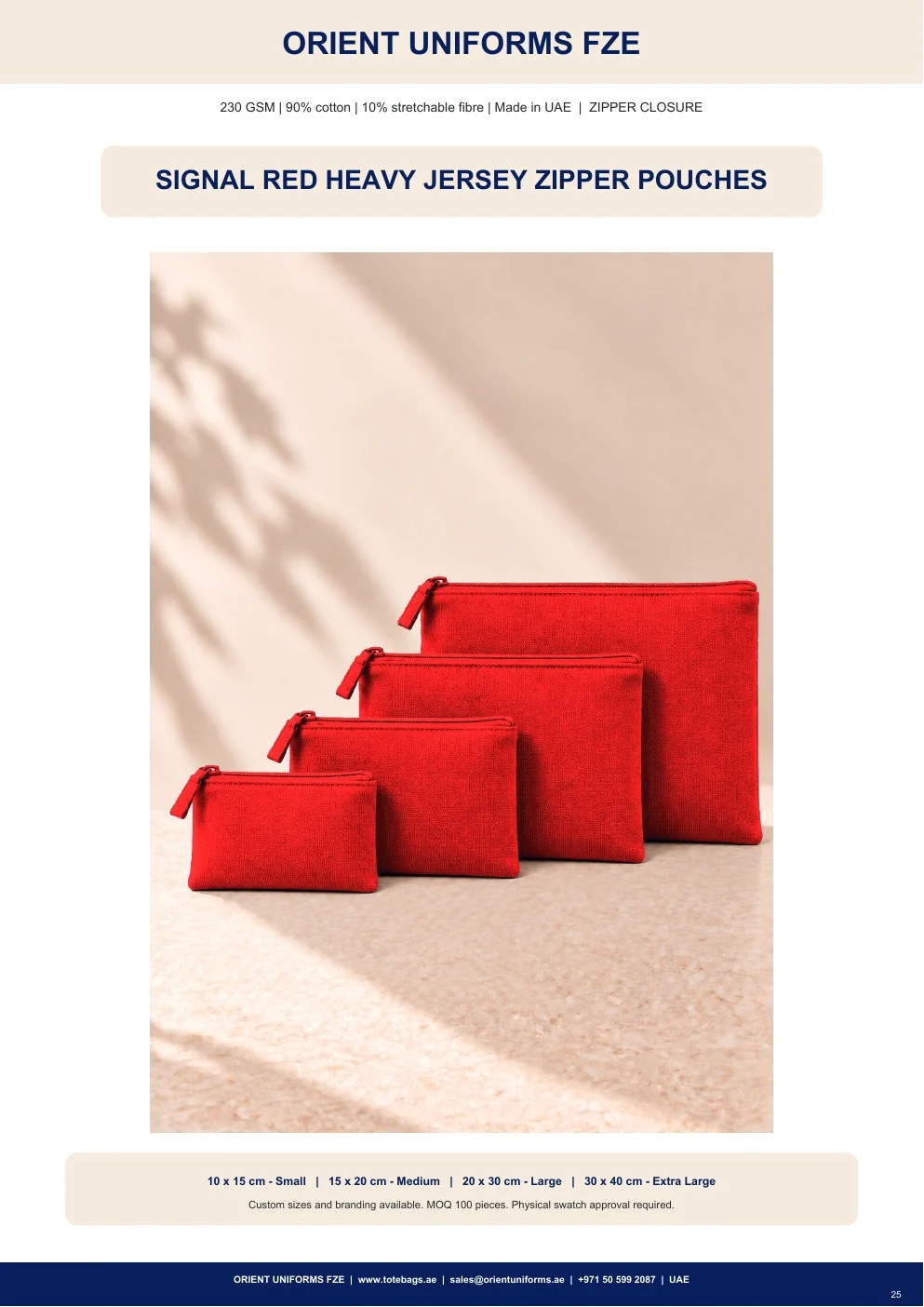 Signal Red Heavy Jersey Zipper Pouches