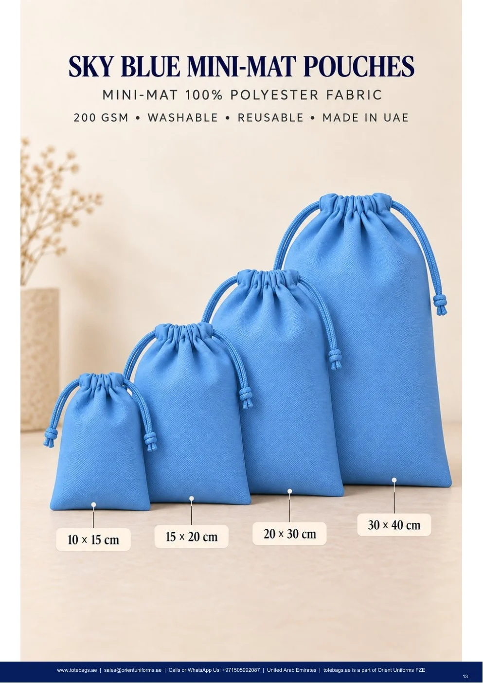 Sky Blue MiniMat Drawstring Pouches Sky Blue MiniMat Drawstring Pouches