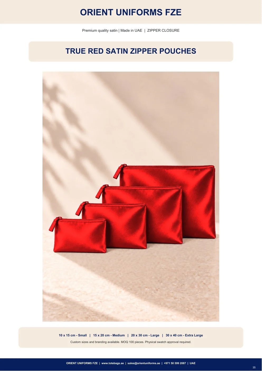 True Red Satin Zipper Pouches