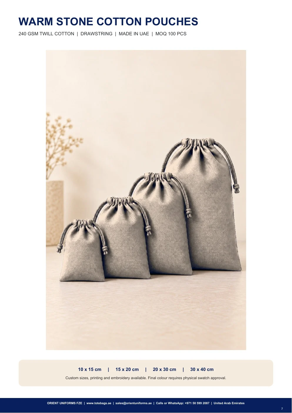 Warm Stone Cotton Drawstring Pouches Warm Stone Cotton Drawstring Pouches